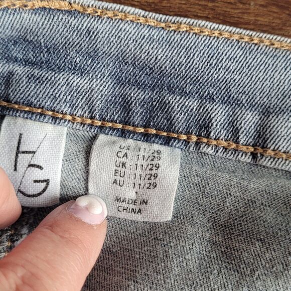 NEW Denim Maxi Skirt Sz 11 29 Button Front Happily Grey Boho Stretch Modest - Picture 12 of 16